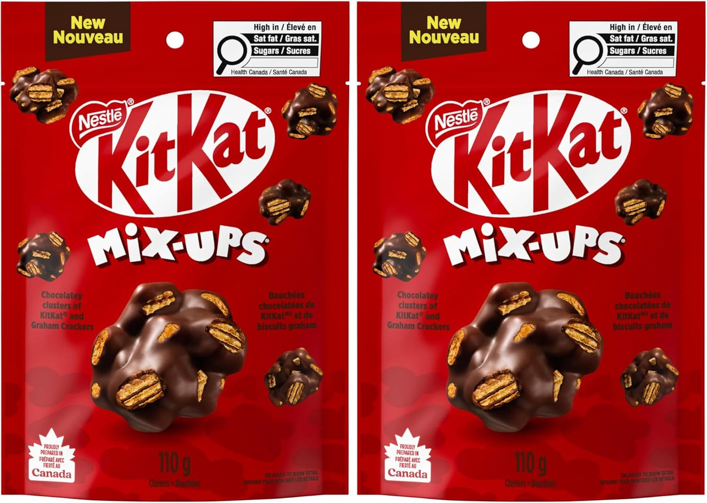 KIT KAT MIX-UPS, Chocolatey Clusters of KITKAT and Graham Crackers, Resealable Pouch, Ideal for Sharing, Prepared in Canada, 110 g