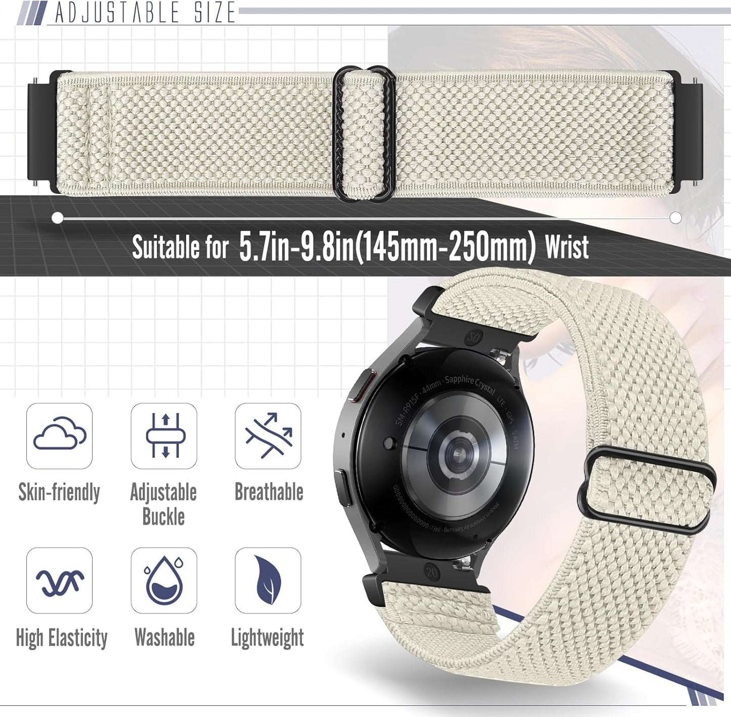 Runostrich Schnellverschluss-Nylon-Uhrenarmband - Breitenwahl - 18mm, 19mm, 20mm, 22mm, 24mm elastische Uhrenarmbänder verstellbares dehnbares Solo Loop Sport Nylon Ersatzarmband für Damen Herren, 3 Stück