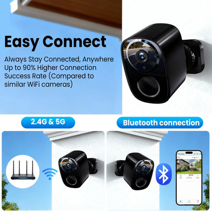2026 Enhanced 2K UHD Security Cameras Wireless Outdoor – Free Cloud & SD Storage, Dual-Band WiFi 2.4G/5G, Full-Color Night Vision, 6-Month Battery, Motion Alerts, IP66 Weatherproof, 2-Way Talk