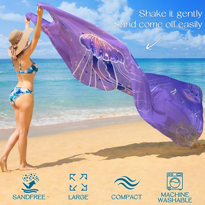 BYDOLL Beach Blanket Waterproof Sandproof Large Sand Free,78''X81''/10'X9' Oversized Sandless Lightweight Blanket Picnic Mat for Beach Travel Camping Hiking with Stakes