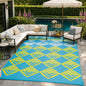 Lahome Outdoor Rugs 8x10 Waterproof, Reversible Outdoor Plastic Straw Rug for Camping Patio, RV Outdoor Rugs Outside, Outdoor Carpet for Porch Deck Backyard Picnic(Blue/Yellow,8'x 10')