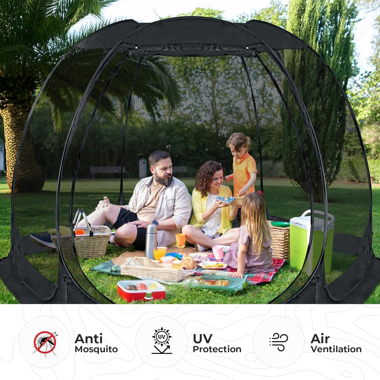 Alvantor Pop Up Screen House Tent, Instant Outdoor Gazebo with Mosquito Netting & UPF 50+ Sun Protection, Portable Canopy Shelter for Patio, Backyard, Camping (2-10 Person)