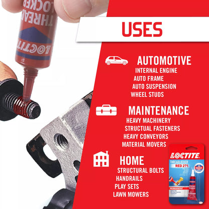 Loctite Threadlocker Blue 242 - Removable Thread Lock Glue for Nuts, Bolts, & Fasteners, Medium Strength Screw Glue to Prevent Loosening & Corrosion - 6 ml, 1 Pack
