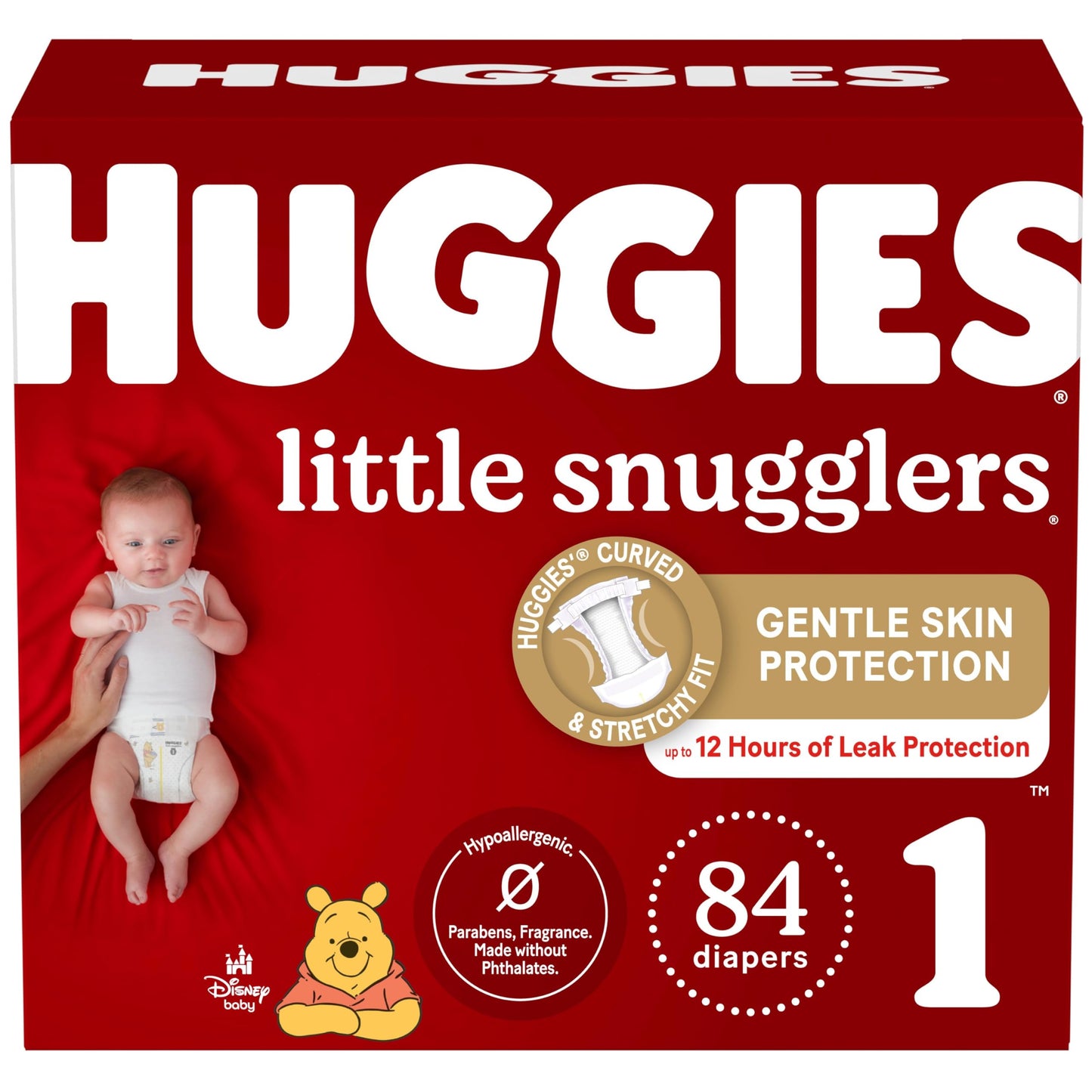 HUGGIES Newborn Diapers - HUGGIES Little Snugglers Disposable Baby Diapers, 84ct, Giga Pack