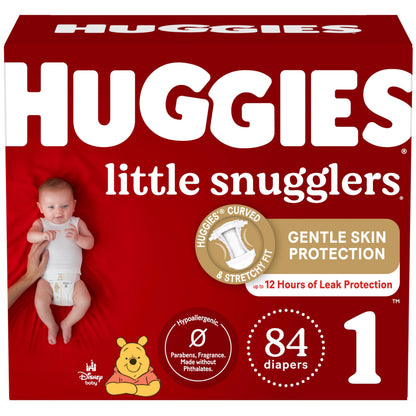 HUGGIES Newborn Diapers - HUGGIES Little Snugglers Disposable Baby Diapers, 84ct, Giga Pack
