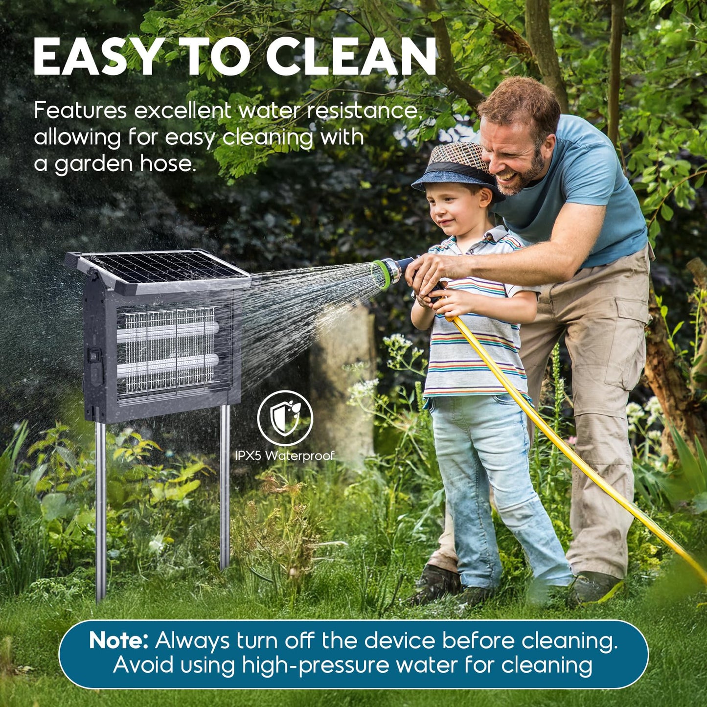 Solar Bug Zapper Outdoor, Waterproof Mosquito Zapper Outdoor Solar Powered, 4500V Electric Bug Zapper Indoor w/Smart Light Sensor, Mosquito Trap Fly Zapper for Patio Kitchen Garage Yard Camping