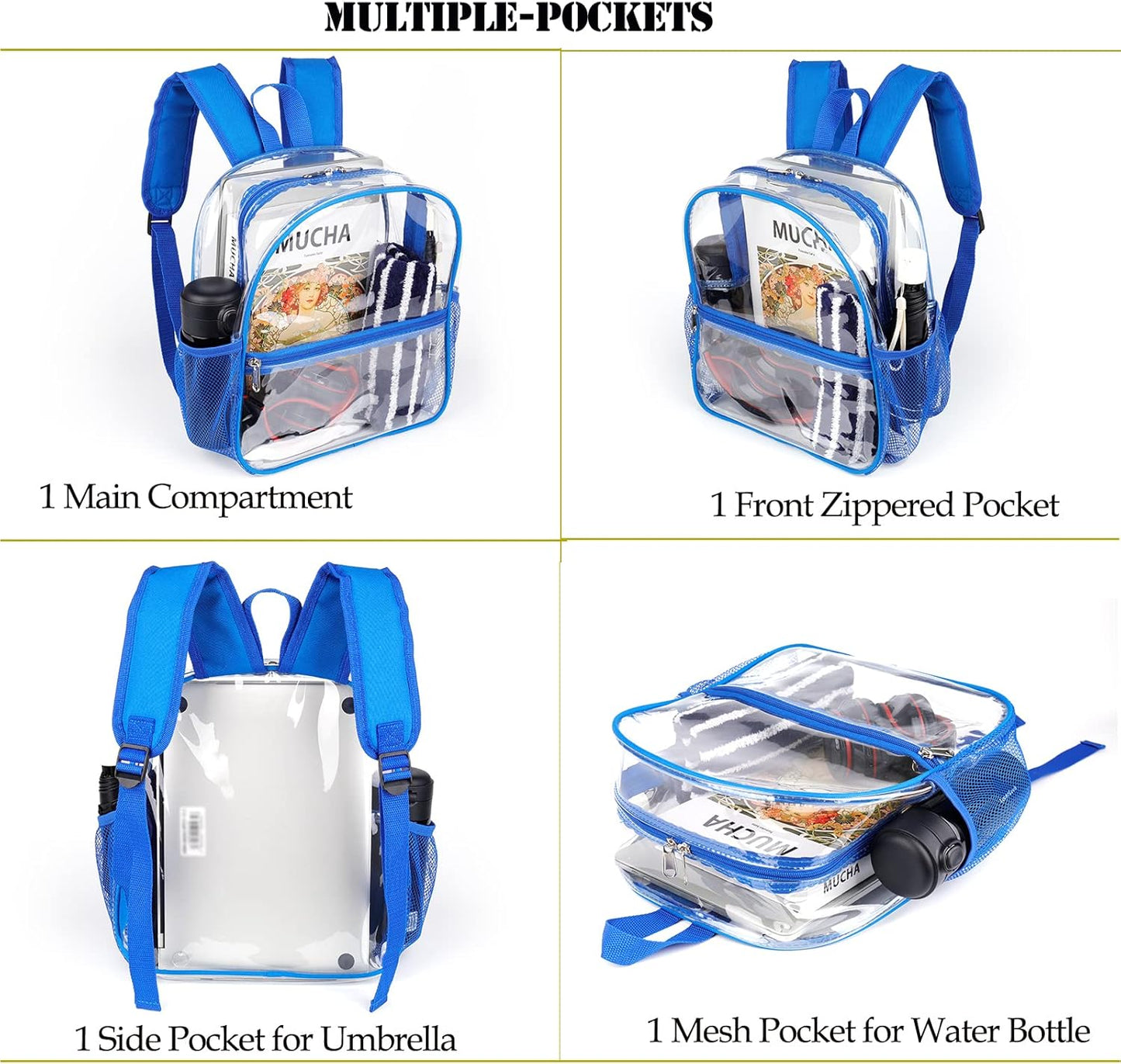 Mini Transparenter Rucksack 12x12x6 Stadion Zugelassener Plastik-Rucksack