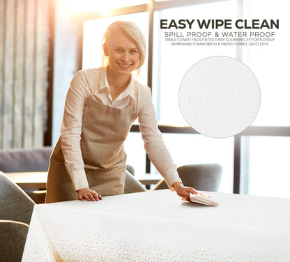 Utopia Kitchen Einweg-Tischdecke aus Kunststoff (12er Pack – 137x274 cm) Weiß Rechteckige Tischdecke Wasserdicht Schmutzabweisend Party-Tischdecke