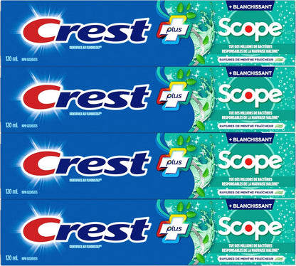 Crest Complete Zahncreme Whitening Plus Scope Minty Fresh, insgesamt 480 ml (4er-Pack à 120 ml)
