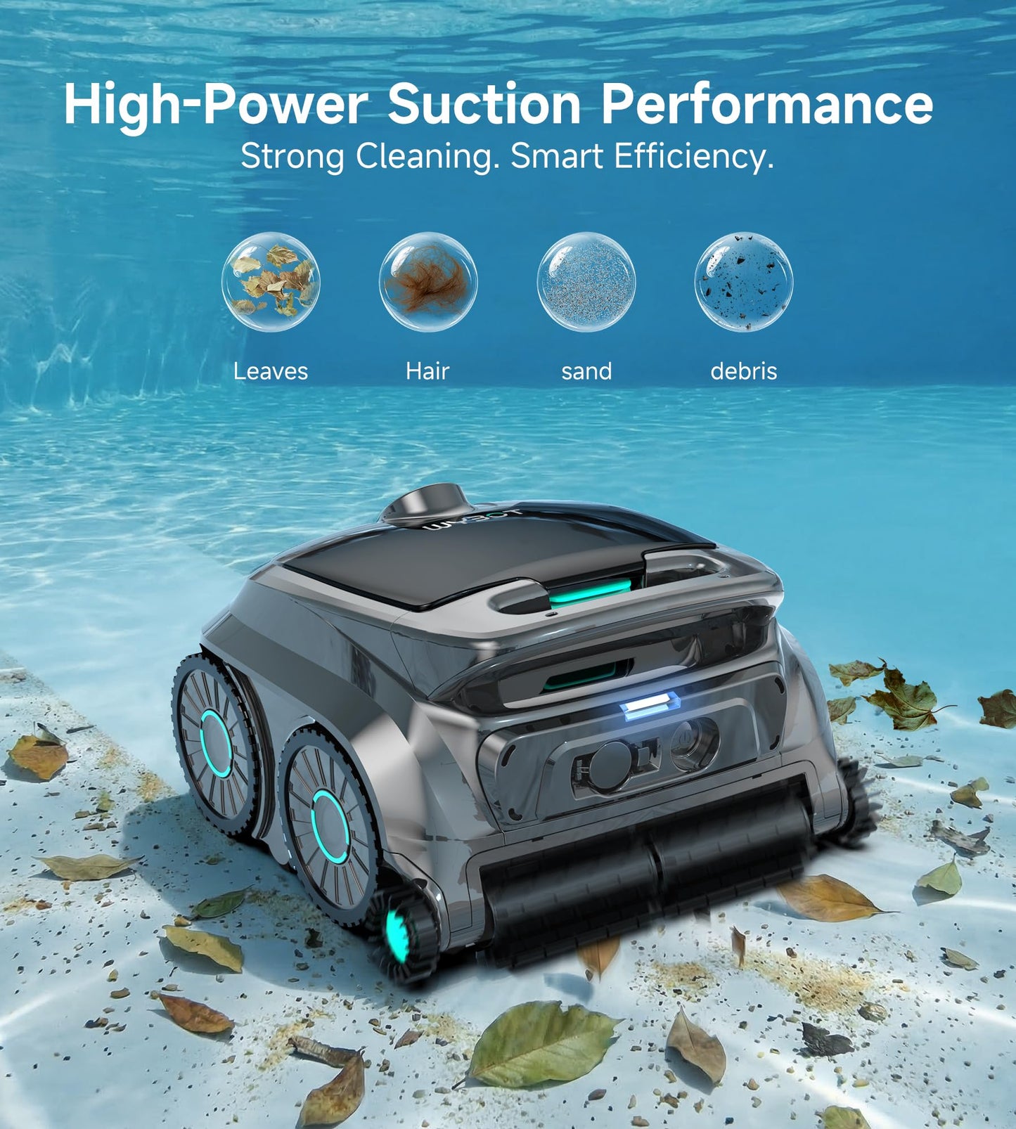 (2026 NEW) WYBOT B1 Cordless Robotic Pool Vacuum for Inground Pools, Six-Roller Brush 4-in-1 Smart Pool Cleaner, Edge Cleaning High Obstacle Crossing, Lightweight, App Navigation, Gray Black