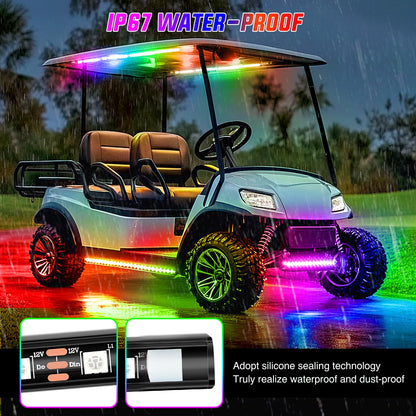 Nilight 6PCS Golf Cart Underbody Light Kit with Canopy Lights Dream Color Multi-Mode Neon Accent Lighting APP Remote Control Sound Active Music Sync IP67 Waterproof 12V-66V for EZGO Yamaha Club Car