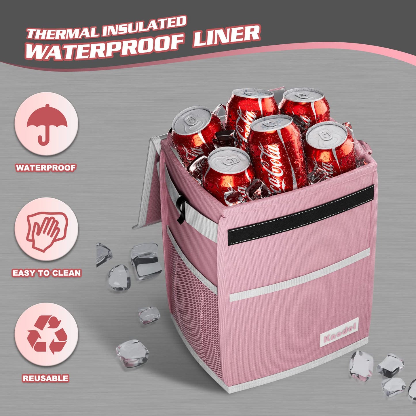 K KNODEL Car Trash Can, Waterproof Auto Garbage Can, Car Trash Can with Lid, Leak-Proof Car Storage Bag, Car Bin Hanging (Medium, Black)