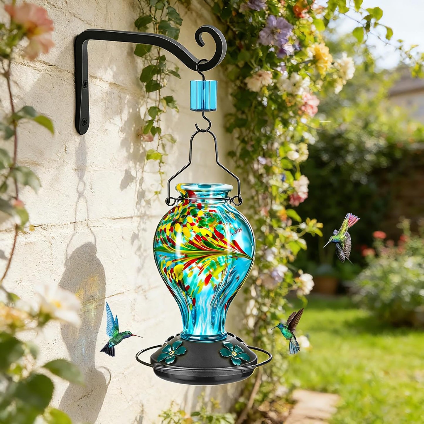 Tegarbed Hand Blown Glass Hummingbird Feeder: A Touch of Elegance for Your Backyard