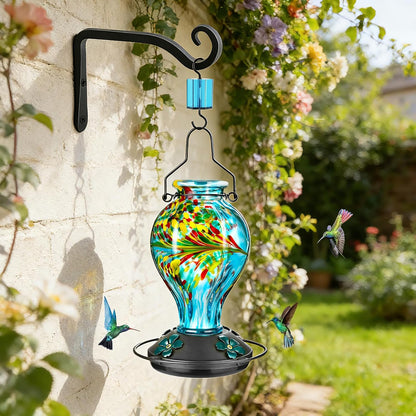 Tegarbed Hand Blown Glass Hummingbird Feeder: A Touch of Elegance for Your Backyard
