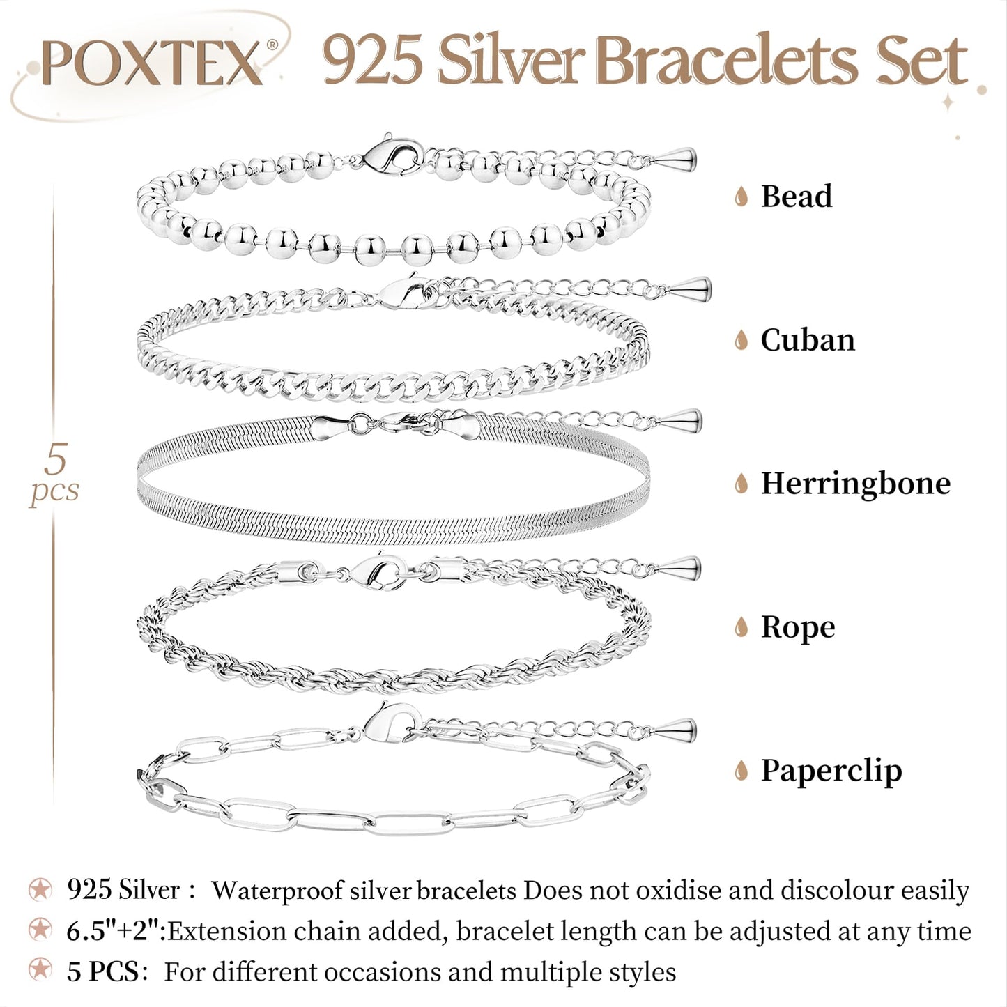 Goldarmbänder für Frauen Stapel Nicht Anlaufen, 14K Vergoldete Stapelbare Armbänder Set für Frauen Trendy, Wasserdicht Einfacher Schmuck Sets Geschenke Inklusive Perlen-/Kuban-/Büroklammer-/Fischgräten-/Seilglieder-Kette, Modeaccessoires