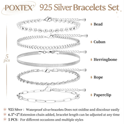 Goldarmbänder für Frauen Stapel Nicht Anlaufen, 14K Vergoldete Stapelbare Armbänder Set für Frauen Trendy, Wasserdicht Einfacher Schmuck Sets Geschenke Inklusive Perlen-/Kuban-/Büroklammer-/Fischgräten-/Seilglieder-Kette, Modeaccessoires