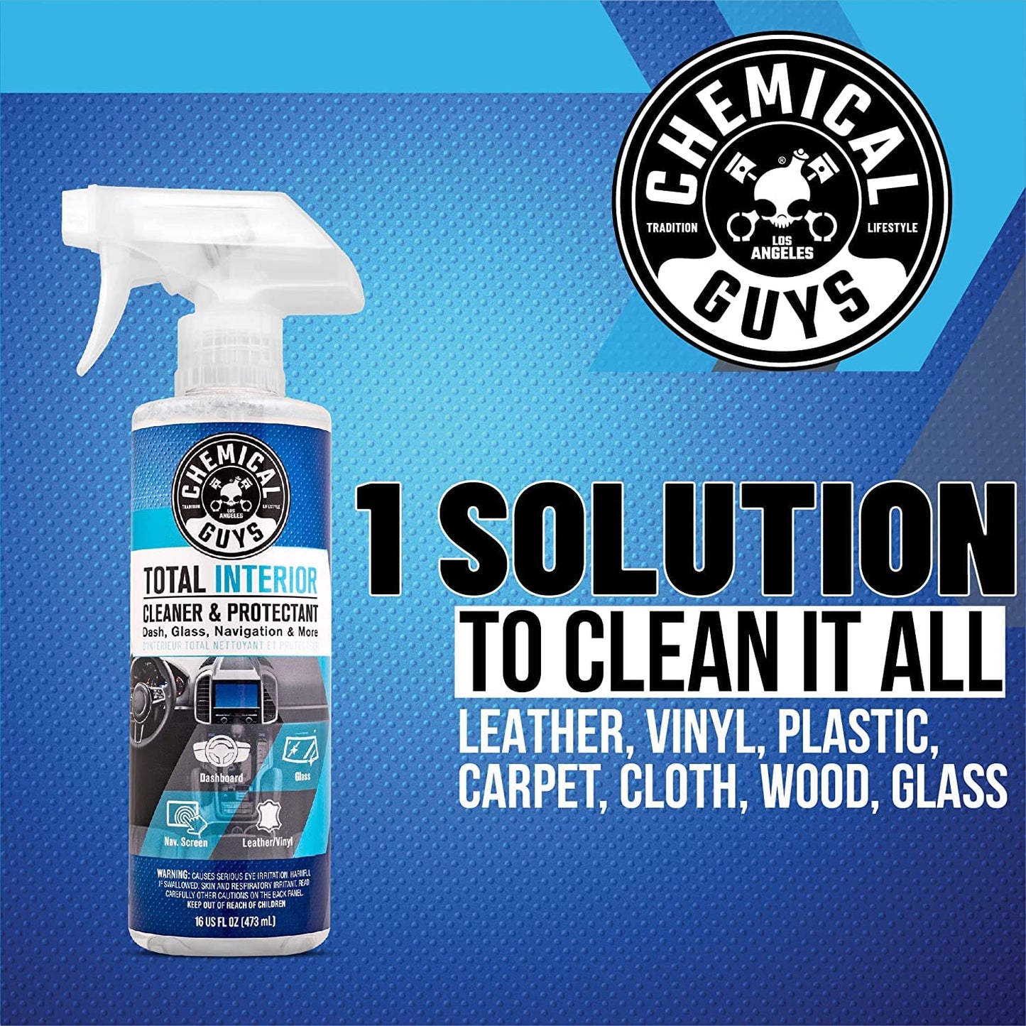 Chemical Guys Total Interior Reiniger & Protector, sicher für Autos, LKWs, SUVs, Motorräder, Wohnmobile & mehr, 473 ml (2er-Pack), Frischer Duft