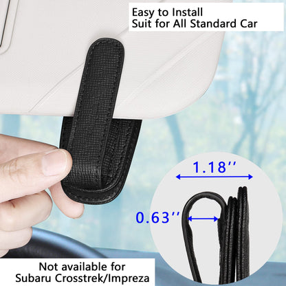 2 Packs Sunglasses Holder for Car Visor, Genuine Leather Car Sunglass Holder, Glasses Clip for Cars,Auto Interior Accessories Universal for SUV Pickup Truck (Black-(2 Pcs)