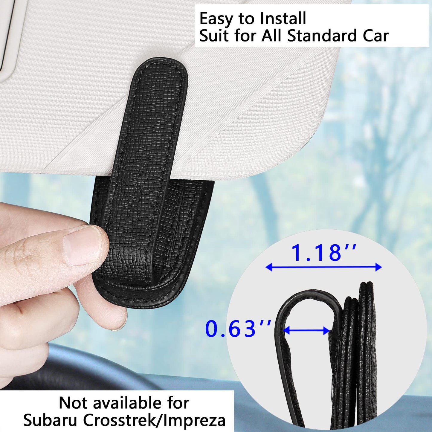 2 Packs Sunglasses Holder for Car Visor, Genuine Leather Car Sunglass Holder, Glasses Clip for Cars,Auto Interior Accessories Universal for SUV Pickup Truck (Black-(2 Pcs)