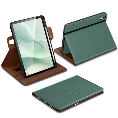 DTTO for iPad A16 Case, iPad 11th / 10th Generation Case (2025/2022), 360 Degree Rotating Premium Leather Folio Stand Cover with Pencil Holder, Brown