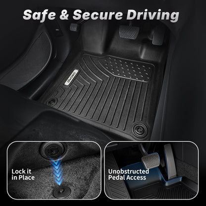 OEDRO Floor Mats Fit for Toyota Camry 2011-2007, Custom Fit Front & 2nd Row Floor Liner Set, TPE All Weather Protection Camry Car Mats, Black