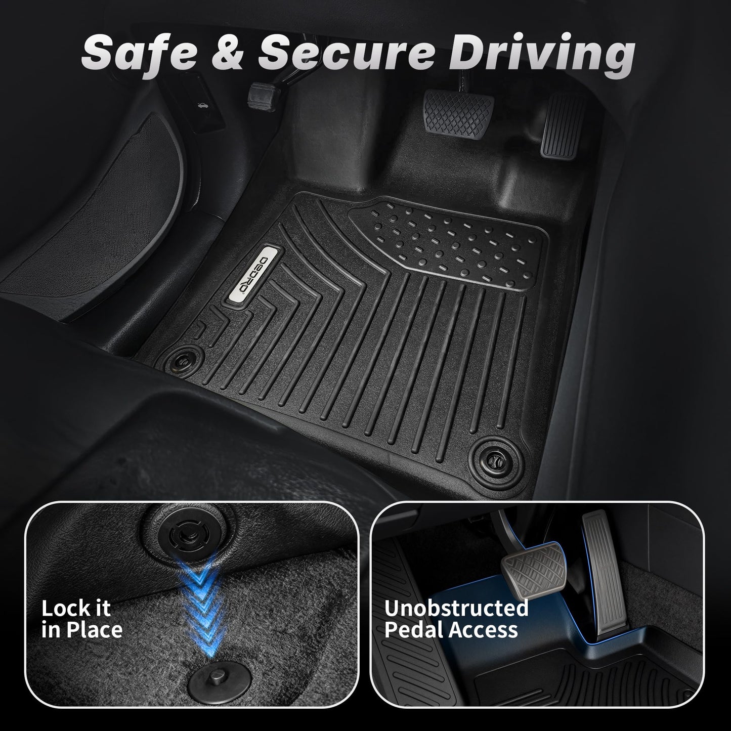 OEDRO Floor Mats Fit for Toyota Camry 2011-2007, Custom Fit Front & 2nd Row Floor Liner Set, TPE All Weather Protection Camry Car Mats, Black