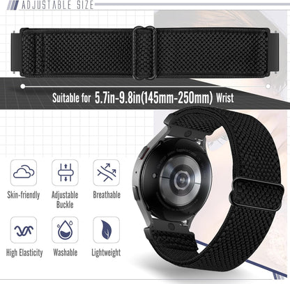 Runostrich Schnellverschluss-Nylon-Uhrenarmband - Breitenwahl - 18mm, 19mm, 20mm, 22mm, 24mm elastische Uhrenarmbänder verstellbares dehnbares Solo Loop Sport Nylon Ersatzarmband für Damen Herren, 3 Stück