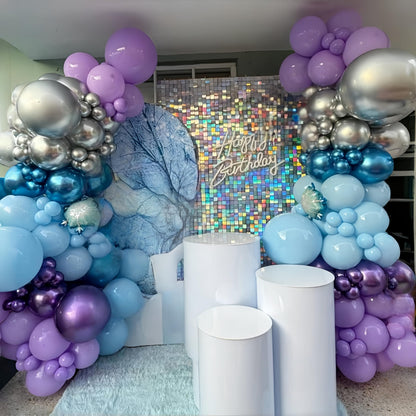 Pastellrosa und lilafarbene Ballons, 12-Zoll-Metallic-Lila-Flieder-Pink-Konfetti-Ballon-Set für Mädchen, Frauen, Kpop, Schmetterling-Geburtstag, Babyparty, Brautparty, Hochzeit, Prinzessin, Disco, Musikparty-Dekorationen