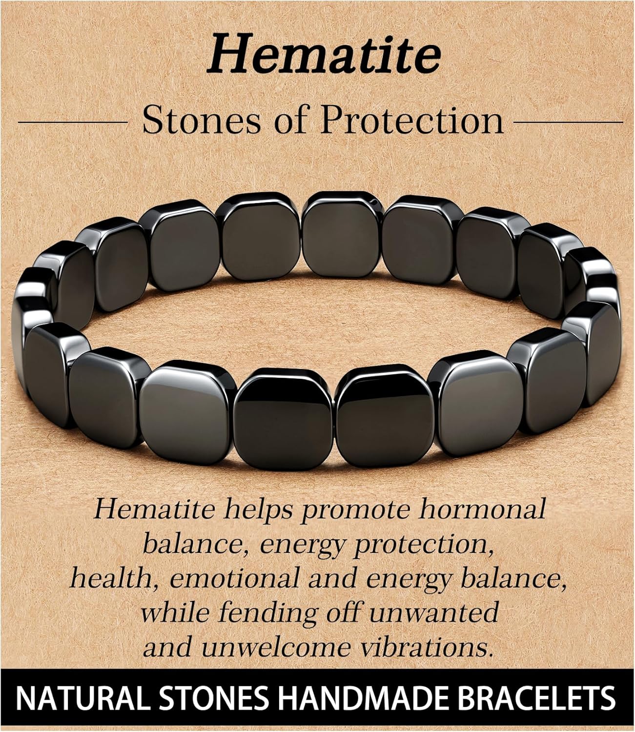 Easter Basket Stuffers Hematite Bracelet for Men Natural Stones Handmade Bracelets - Reignites Masculine Energy Male Healing Bracelets for Men Inspirational Jewelry Gifts