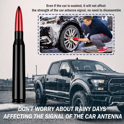 Auto-Kugelantenne mit Adapter & Unterlegscheibe, Auto Zubehör Außen AM/FM Radio Antenne für Auto Dekoration und Signalverbesserung, Essentieller LKW Auto Antennenersatz (Schwarz)