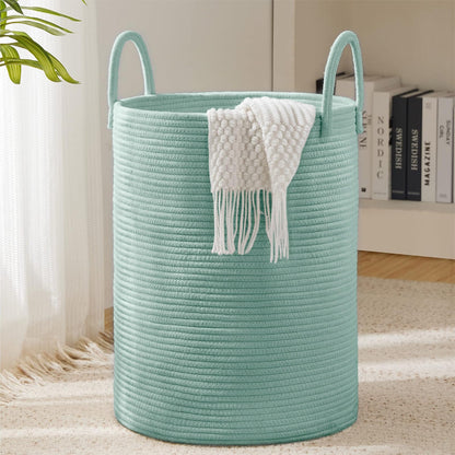 Woven Rope Laundry Hamper Basket by YOUDENOVA, 72L Tall Luandry Basket, Baby Nursery Hamper for Blanket Storage in Bedroom-Large-Jute