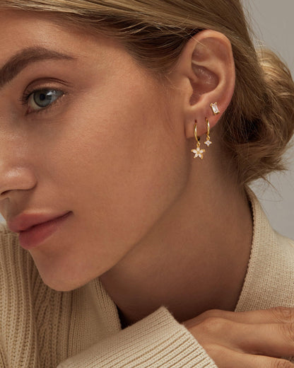 Gold Earrings For Women, Dainty Huggie Earrings Stack 14K Gold Plated Pearl Dangle Earrings for Women Trendy Cute Hypoallergenic Unique Gold Earring Stack Fashion Gold Jewelry Gifts