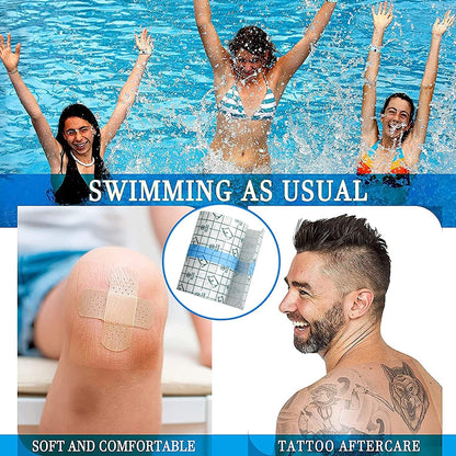 Tattoo-Nachsorgeverband – Wasserdichtes Pflaster zum Hautschutz – „Zweite Haut“ Verband zur Wundheilung – Transparente Tattoo-Folie – Sterile und sichere Klarsicht-Verbandsrolle für Tattoo-Zubehör