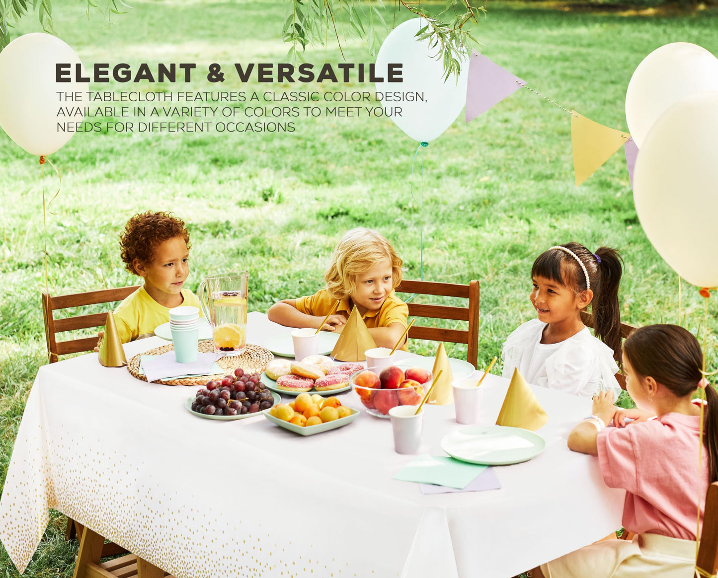 Utopia Kitchen Einweg-Tischdecke aus Kunststoff (12er Pack – 137x274 cm) Weiß Rechteckige Tischdecke Wasserdicht Schmutzabweisend Party-Tischdecke
