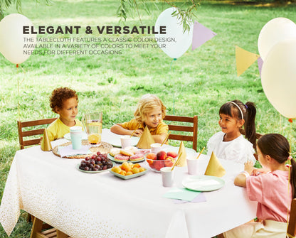 Utopia Kitchen Einweg-Tischdecke aus Kunststoff (12er Pack – 137x274 cm) Weiß Rechteckige Tischdecke Wasserdicht Schmutzabweisend Party-Tischdecke