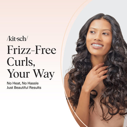 Kitsch Satin Heatless Lockenwickler Set – Hitzefreie Locken über Nacht mit 34" Haarwickler & 2 Satin Scrunchies – Bequeme Haarwickler zum Schlafen für frizzfreies, hitzefreies Styling – Sunset Tie Dye