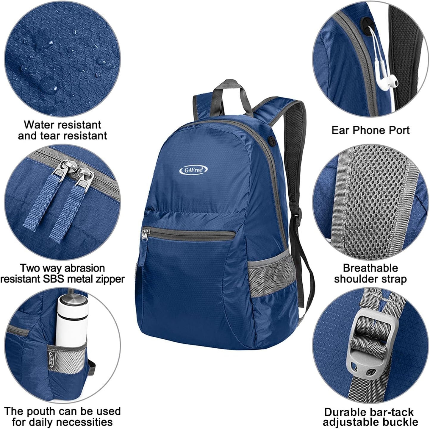 G4Free 20L Lightweight Packable Backpack Foldable Travel Hiking Daypack for Men and Women