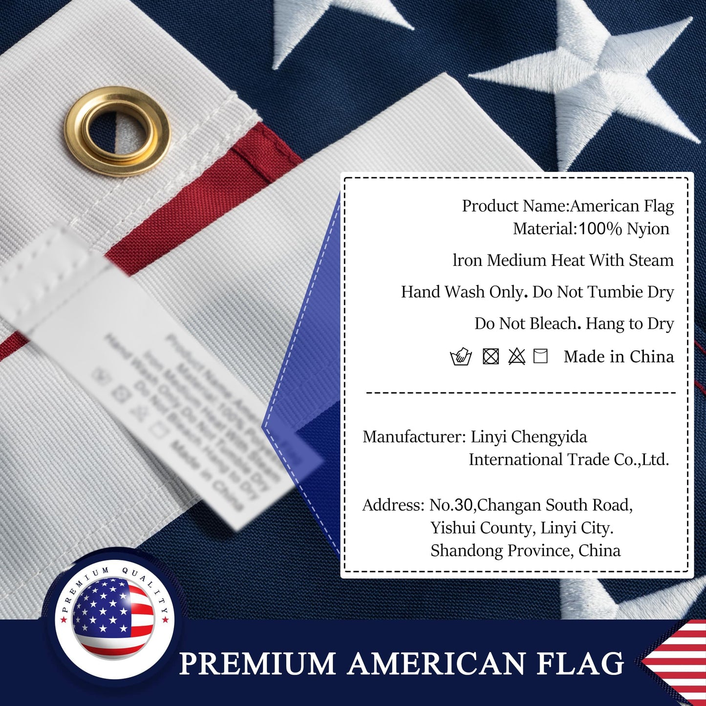 American Flag 8x12 ft: Long Lasting US Flag, Heavy Duty Nylon, Embroidered Stars, Sewn Stripes, Brass Grommets, UV Protection Perfect for Outdoors! USA Flag