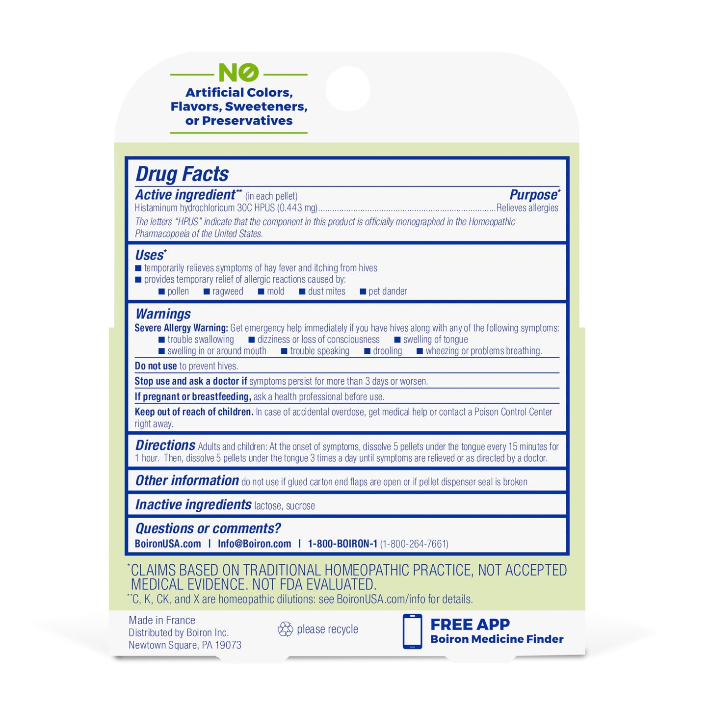Boiron Histaminum Hydrochloricum 30C Homeopathic Medicine for Indoor or Outdoor Allergy Relief, Hay Fever, and Hives - (240 Pellets), (Pack of 6)