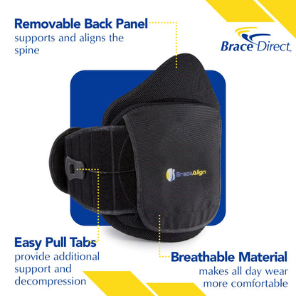 VertebrAlign LSO Lumbar Back Brace, Medical Grade Lower Back Pain Relief for Herniated Discs, Sciatica, Post-Op, PDAC L0631 L0637 L0648 L0650, Black, Size Fits Most (23–50 in Waist)