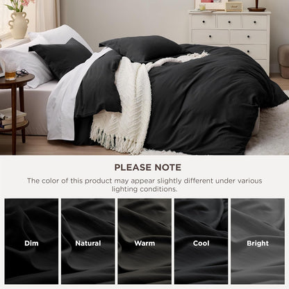 Funda nórdica blanca Bedsure, tamaño Queen, 3 piezas, aspecto de algodón prelavado, juego de cama extrasuave, incluye 1 funda nórdica de 228 x 228 cm con cierre de cremallera y 2 fundas de almohada, edredón no incluido