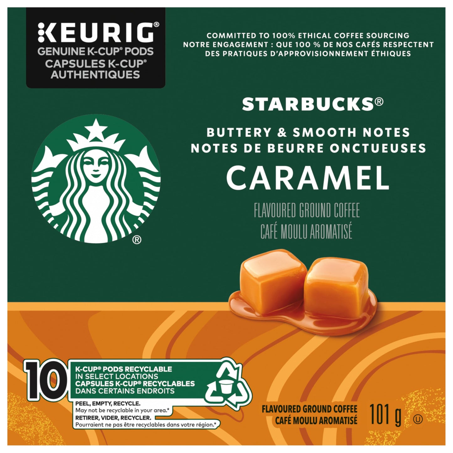 Cápsulas de café con sabor a caramelo Starbucks K-Cup. 10 unidades.