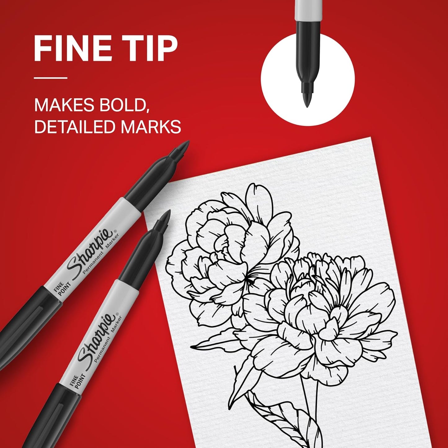 Sharpie Permanentmarker, feine Spitze, Schwarz, 12 Stück