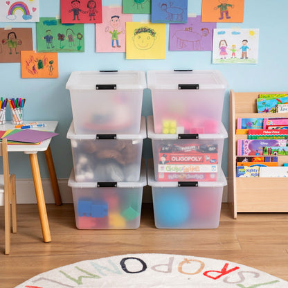 IRIS USA 6-Pack Clip Box with Latching Lids, 18 Quart Craft Storage Bins, Art & Writing Supply Containers for Home, Office & Classroom Organization
