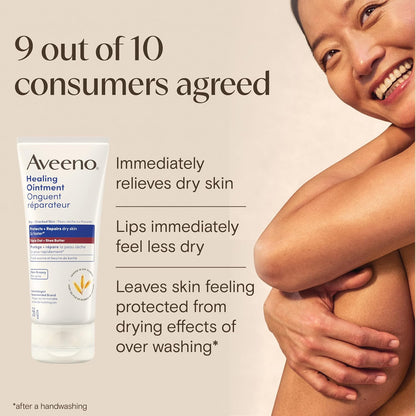 Aveeno Healing Ointment, for Extra Dry, Cracked & Sensitive Skin, 72-Hour dry skin protectant with Triple Oat, Shea Butter & Glycerin, Fragrance-Free for Body, Face, Hands, Lips 204g