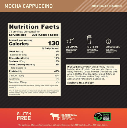 OPTIMUM NUTRITION Gold Standard 100% Whey Protein Powder, Double Rich Chocolate, 2.27kg - [packaging may vary]