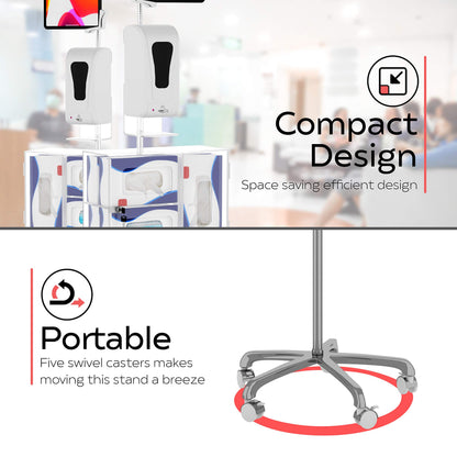Medical Mobile Stand – CTA Medical Mobile Floor Stand for iPad 7/8/9 Gen 10.2”, 12.9” iPad Pro, 11” iPad Pro, iPad mini, iPad Air 4, Surface Pro X, and Other 7-13" Tablet - White