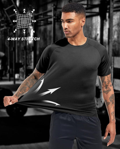 Boyzn 1er, 3er, 5er oder 7er Pack Herren-Trainings-Laufshirts, Dry Fit feuchtigkeitsableitendes T-Shirt, Gym Sport Kurzarm-T-Shirts