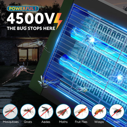 Solar Bug Zapper Outdoor, Waterproof Mosquito Zapper Outdoor Solar Powered, 4500V Electric Bug Zapper Indoor w/Smart Light Sensor, Mosquito Trap Fly Zapper for Patio Kitchen Garage Yard Camping