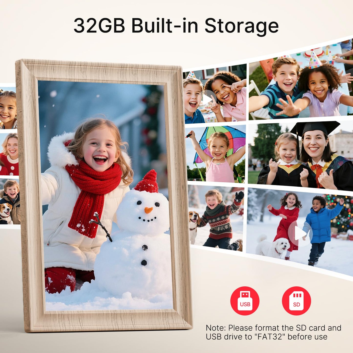 Frameo 10.1 Inch WiFi Digital Picture Frame, Smart Cloud Electronic Photo Frame with HD IPS Touch Screen Slideshow 32GB Memory Auto-Rotate Wall Mount, Share Photos/Videos from Phone - Gifts for Mom